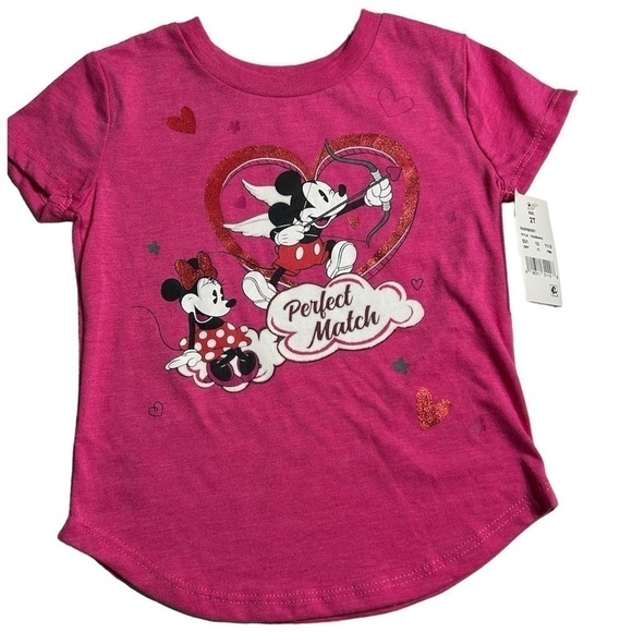 NWT Disney Valentine’s Day Mickey mouse and Minnie Mouse toddler shirt - Picture 1 of 3